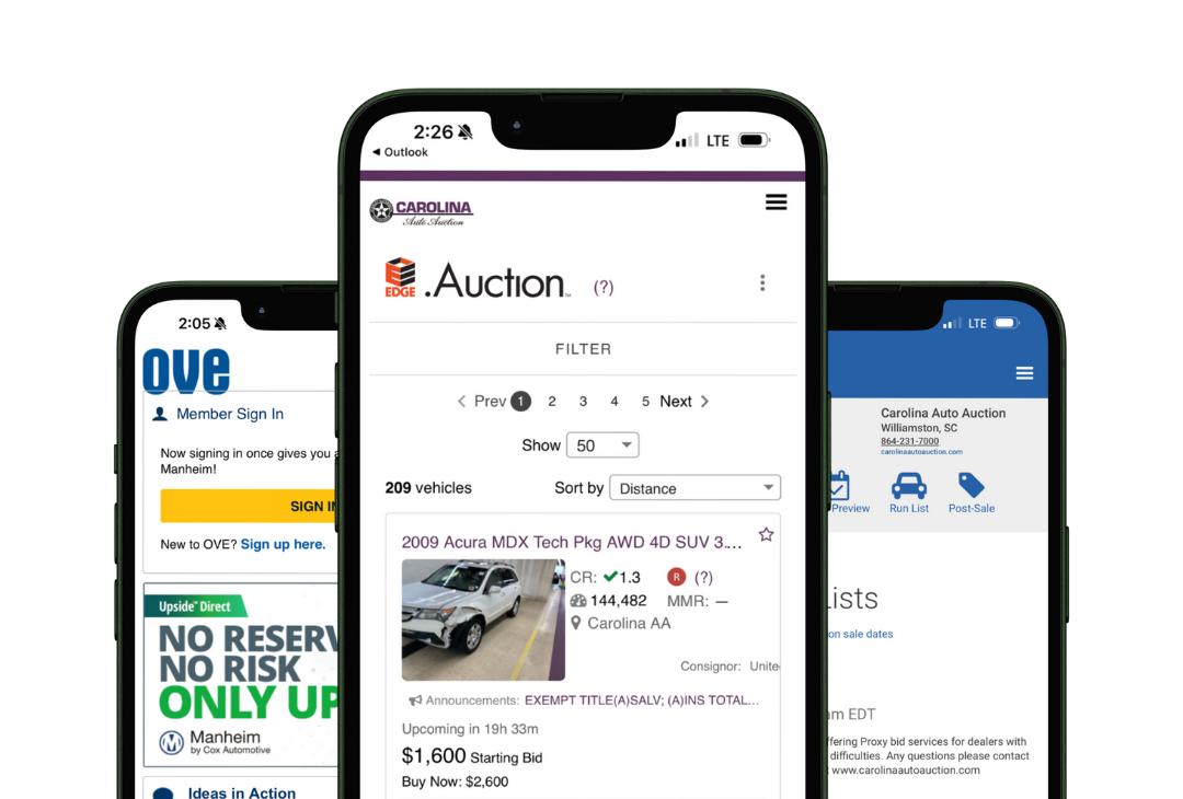 mobile phone mockups of online auctions